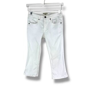Burberry Brit‎ Doverdale White Capri Jeans Womens 26 Cropped Check Trim Slit Hem